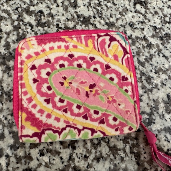 Vera Bradley Pink and Green Paisley Wallet - Picture 3 of 13